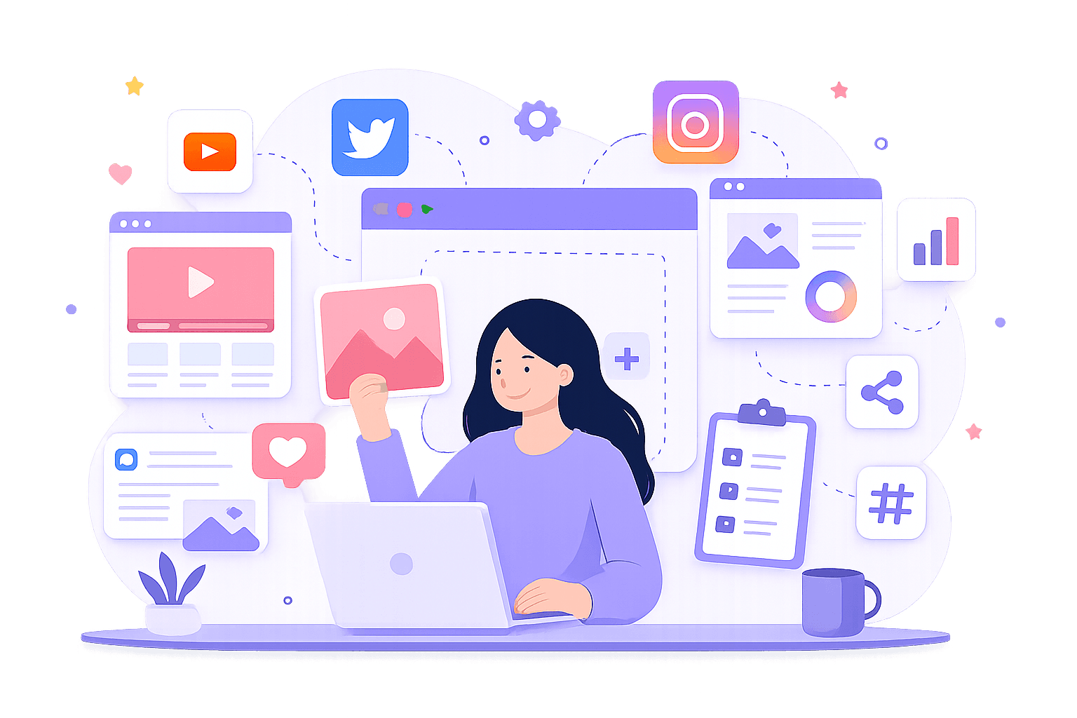 Social media creator tools illustration