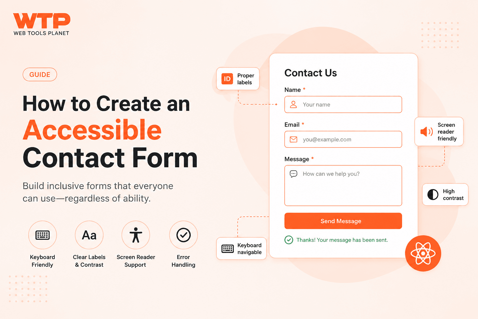 Accessible contact form with labels and keyboard support