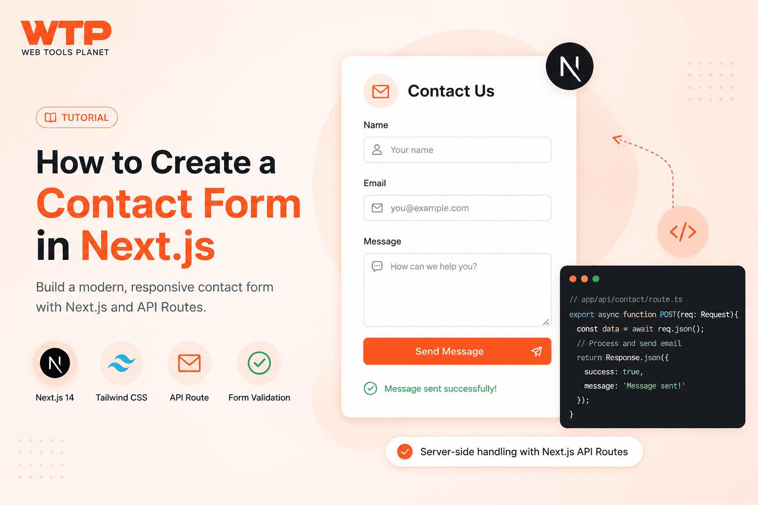 Next.js contact form with API route handling