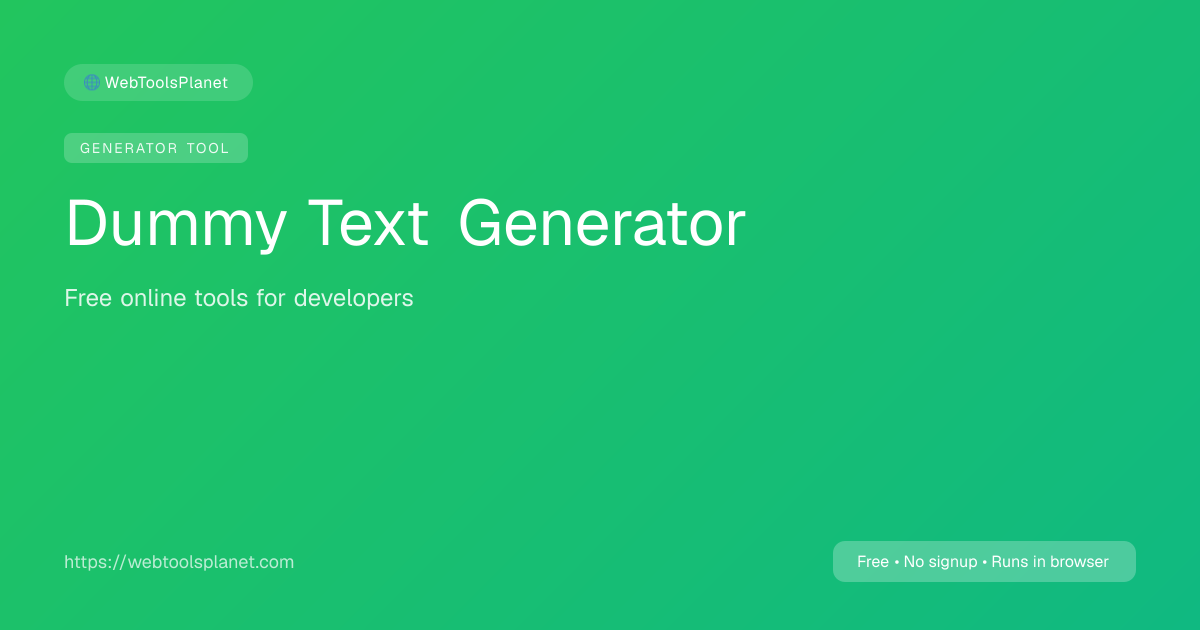Dummy Text Generator – Lorem Ipsum & Alternatives | Free | WebToolsPlanet