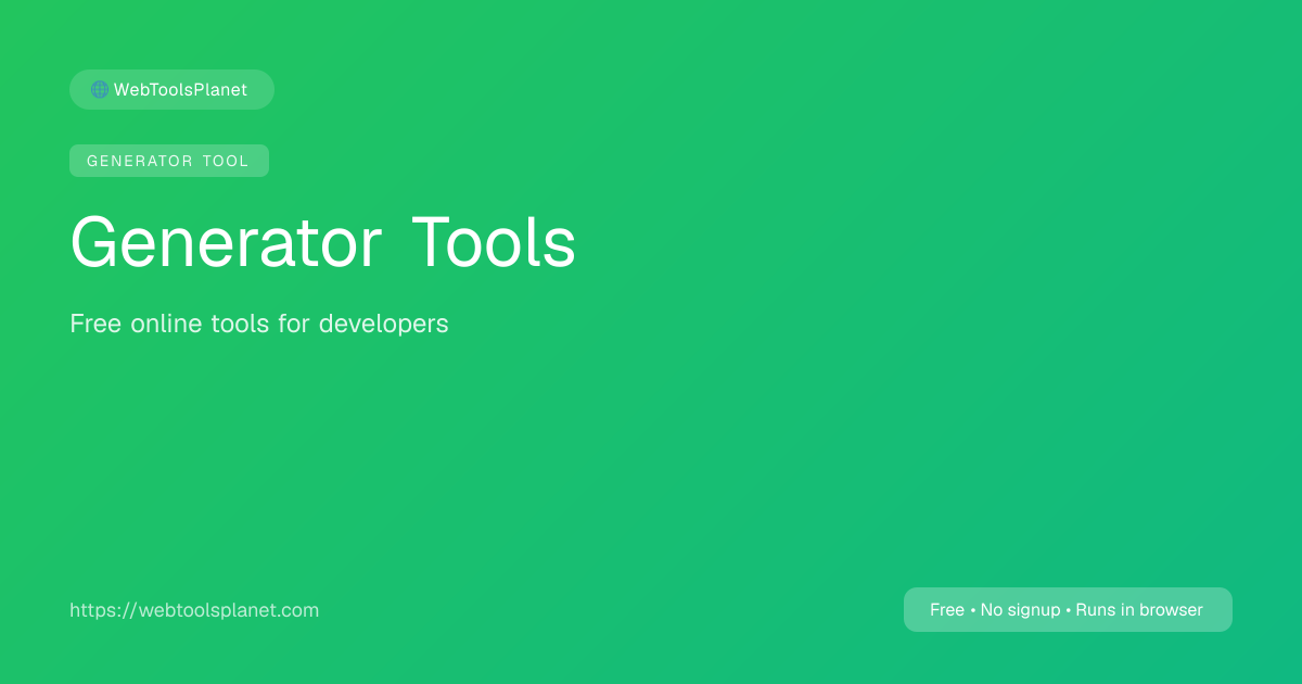 Free Generator Tools for QR Codes, UUIDs & Passwords | WebToolsPlanet