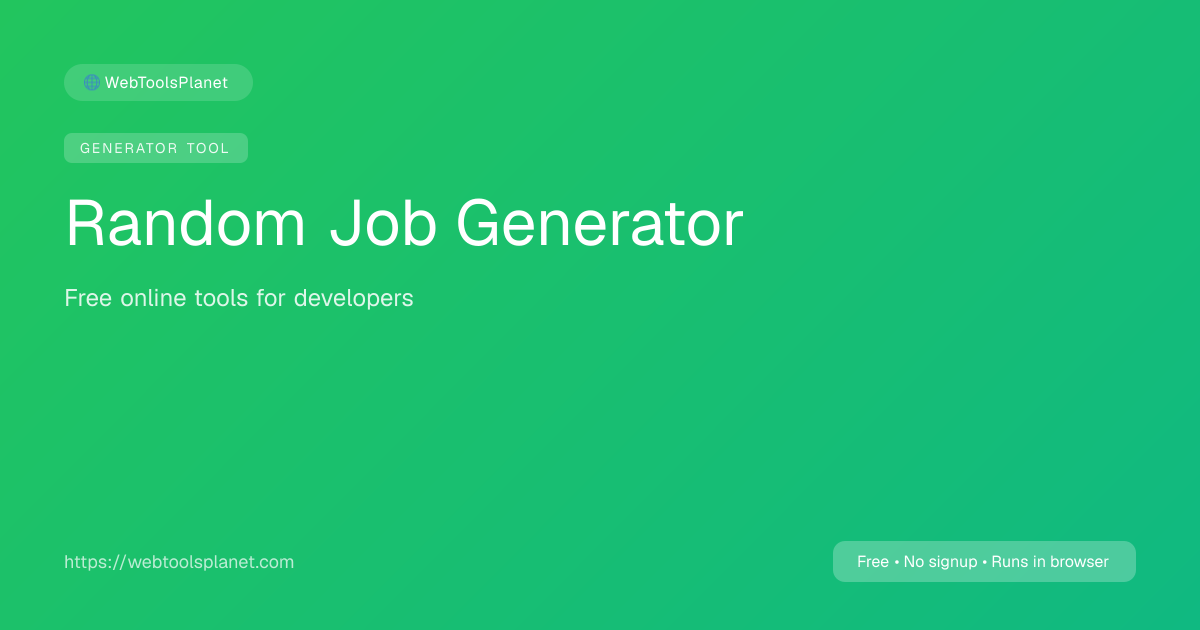 Random Job Generator - Random Occupation & Career Ideas | WebToolsPlanet