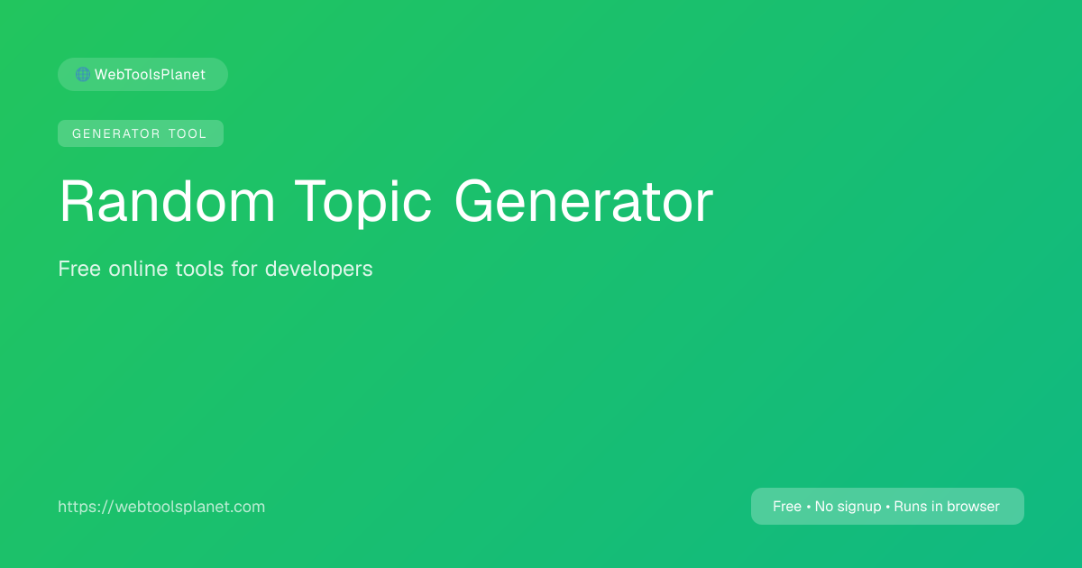 Random Topic Generator - Discussion & Debate Topics | WebToolsPlanet
