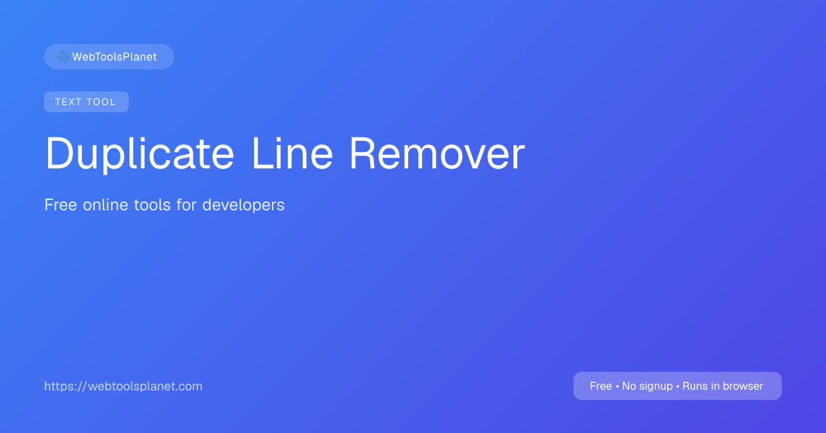 Duplicate Line Remover — Remove Duplicate Lines | WebToolsPlanet